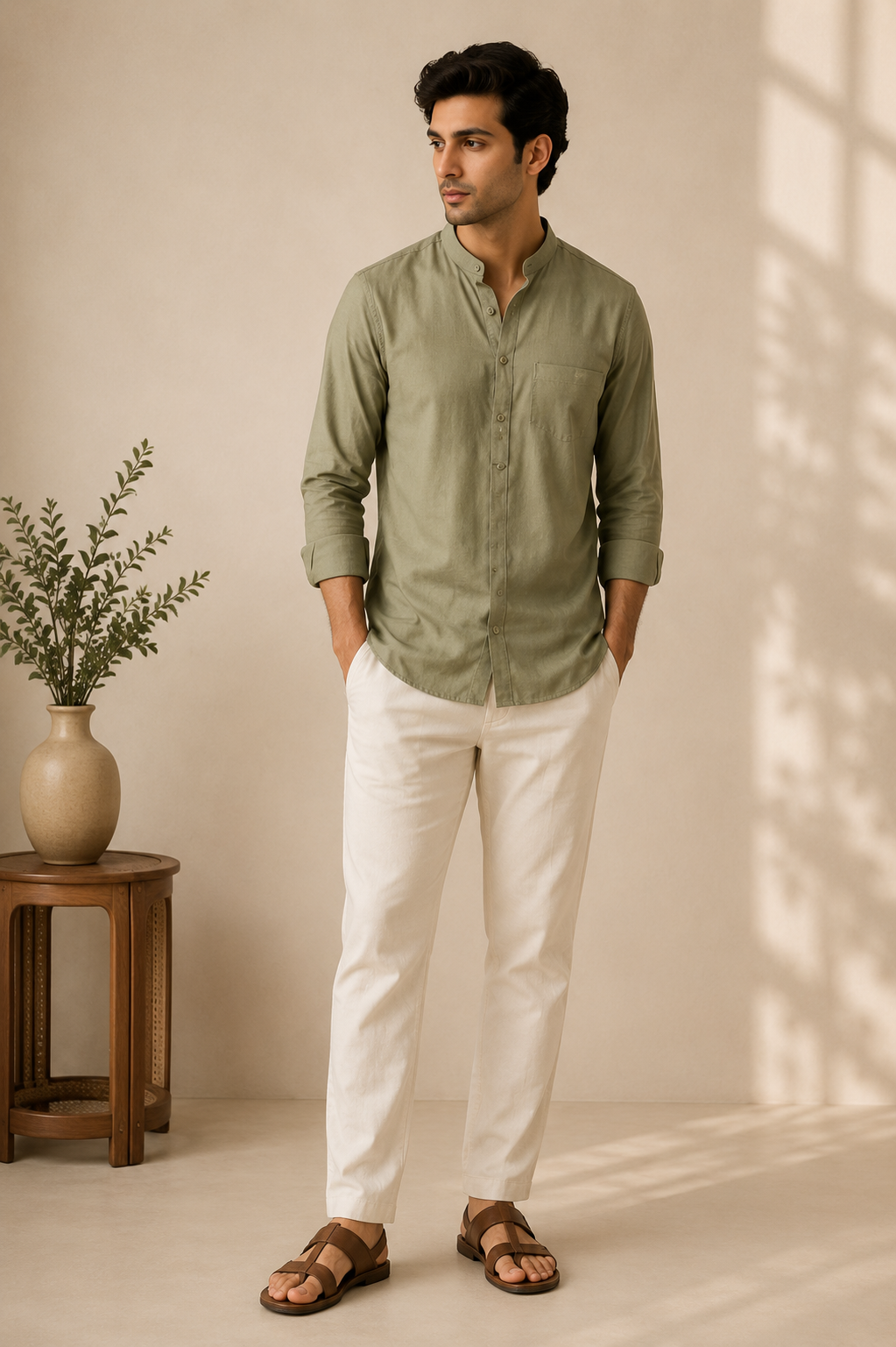 83958f08-4c61-40f5-9b55-65682901c540 Olive green Shirt for Mens - Image 1